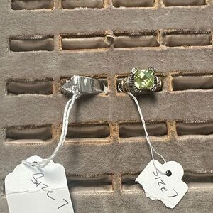 Silver Ring with Clear and Green , not real, size 7